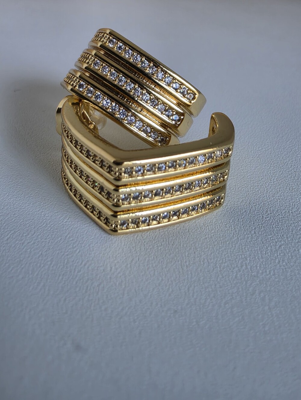 Gold Pave Layered Huggie Hoop Earrings - Women's Jewelry